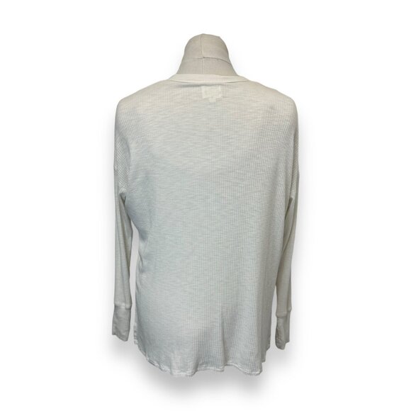 Aerie Offline XS/S Womens White Ribbed Henley Long Sleeve Top With Button Detail - Picture 3 of 11